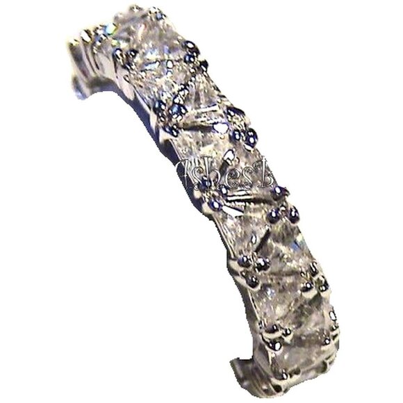 Slim Bonded Silvertone Triangle Trillion Cut Clear Cubic Zirconia Cz Band Ring 5 - Picture 2 of 4